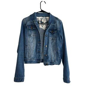 I Love H81 | Women's Medium | Denim Jean Jacket | Waist Length